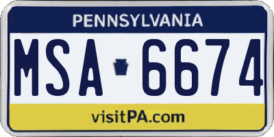 PA license plate MSA6674
