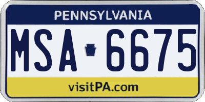 PA license plate MSA6675