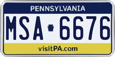 PA license plate MSA6676