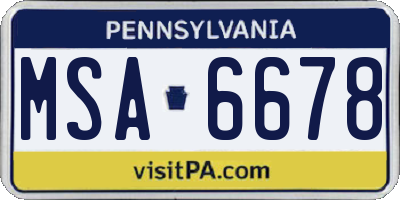 PA license plate MSA6678