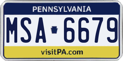 PA license plate MSA6679