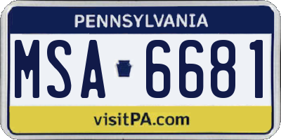 PA license plate MSA6681
