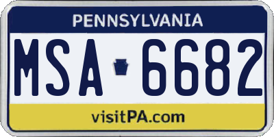 PA license plate MSA6682
