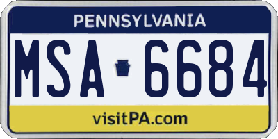 PA license plate MSA6684