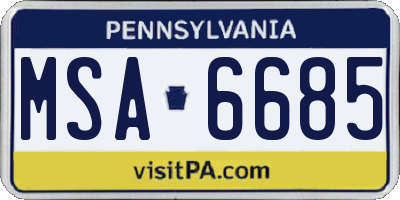 PA license plate MSA6685