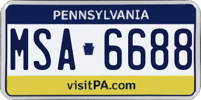 PA license plate MSA6688