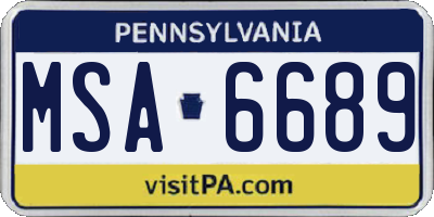 PA license plate MSA6689