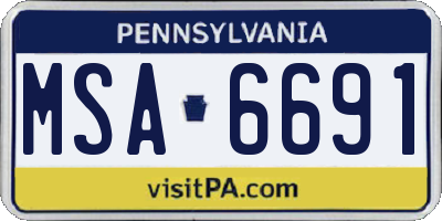 PA license plate MSA6691