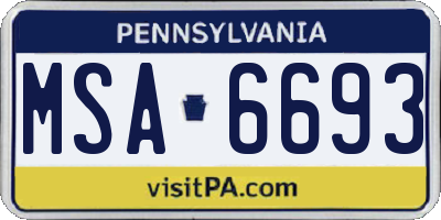 PA license plate MSA6693