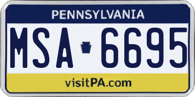 PA license plate MSA6695