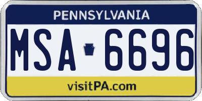 PA license plate MSA6696