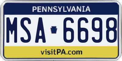 PA license plate MSA6698