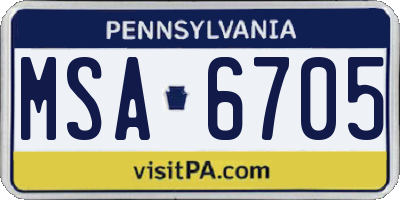 PA license plate MSA6705