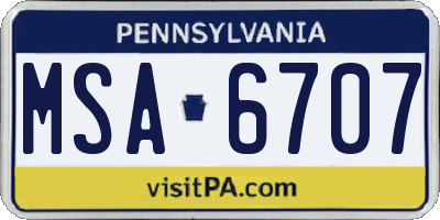 PA license plate MSA6707