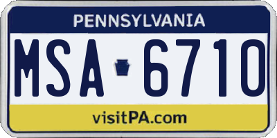 PA license plate MSA6710
