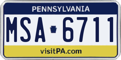 PA license plate MSA6711