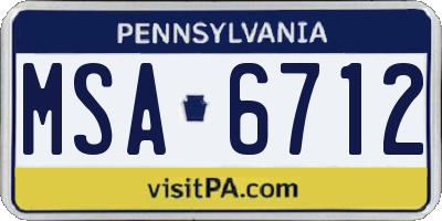 PA license plate MSA6712