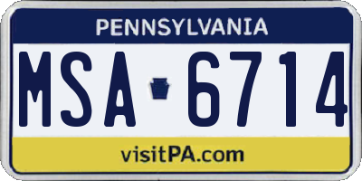 PA license plate MSA6714