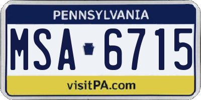 PA license plate MSA6715