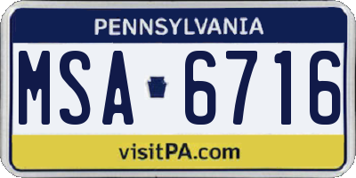 PA license plate MSA6716