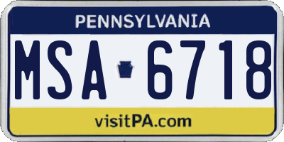 PA license plate MSA6718