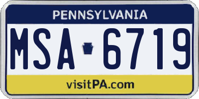 PA license plate MSA6719