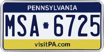 PA license plate MSA6725