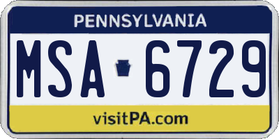 PA license plate MSA6729