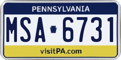 PA license plate MSA6731