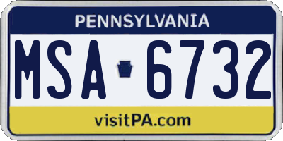 PA license plate MSA6732
