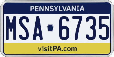 PA license plate MSA6735
