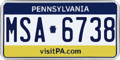 PA license plate MSA6738