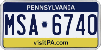 PA license plate MSA6740