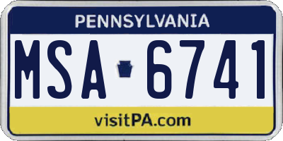 PA license plate MSA6741