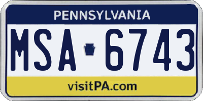 PA license plate MSA6743