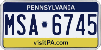 PA license plate MSA6745