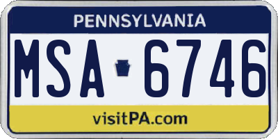 PA license plate MSA6746