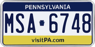 PA license plate MSA6748