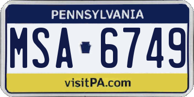 PA license plate MSA6749