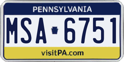 PA license plate MSA6751