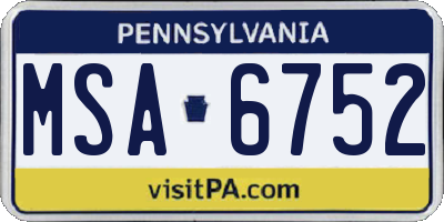 PA license plate MSA6752
