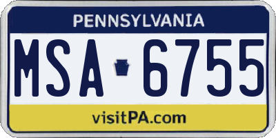 PA license plate MSA6755