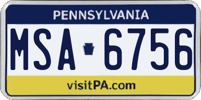 PA license plate MSA6756