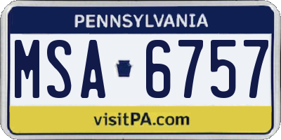 PA license plate MSA6757