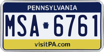 PA license plate MSA6761