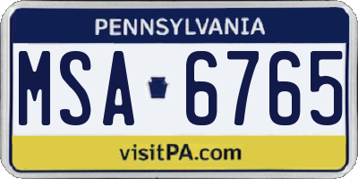 PA license plate MSA6765