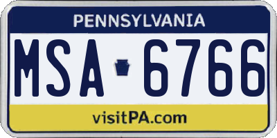 PA license plate MSA6766