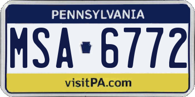 PA license plate MSA6772