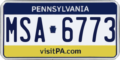 PA license plate MSA6773