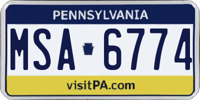 PA license plate MSA6774